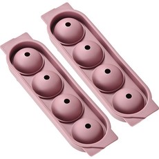 矽膠大球製冰盒 2入 一字型4格, 粉紅色, 1個