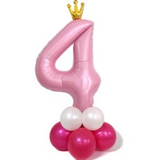 joyparty 皇冠數字氣球柱組 4, 粉紅色, 1套