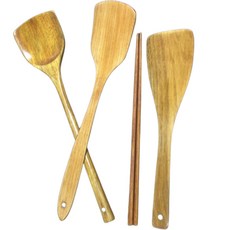 原木大型料理用具4件組 1, 料理用具4件組, 混色, 1套