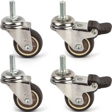 螺栓型靜音腳輪 一般款2入 + 煞車款2入 套組, 1套