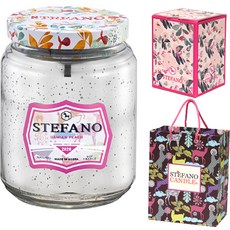 stefano 大罐蠟燭 680g + 禮物盒 + 購物袋套組, 混合色, 達米安水蜜桃