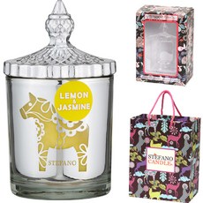 Stefano 蠟燭中號 283.5g+禮盒+購物袋套組, 檸檬和茉莉花, 混色