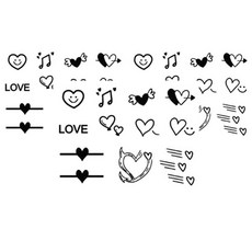 DS 亮點迷你愛心紋身貼紙, 混色, 3個