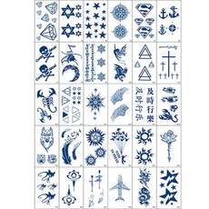 DS 防水紋身貼紙 30款套組, 混合色, 1套