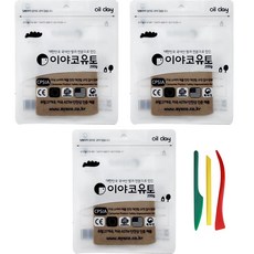 Eyaco 揉捏樂 軟油土 200g x 3入 + 刮刀3件組, 混合色, 1套