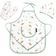 Coney Island 兒童純棉圍裙 + 袖套 + 頭巾 + 防水袋組合