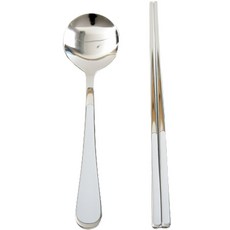 Willive 韓國製 304不鏽鋼 Nino 陶瓷兒童餐具組, 白色, 湯匙 + 筷子