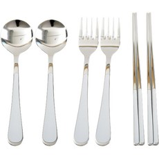 Willive 韓國製 304不鏽鋼 Nino 陶瓷兒童餐具組, 白色, 湯匙 2p + 叉子 2p + 筷子 2雙