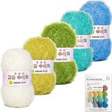 yarna 뜨개질 수세미 80g x 5볼 + B타입 도안 8종 세트, 1개, N7 애플 소다