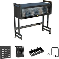 러브트리스 싱크대 여닫이 정리 선반 대형 + 도마 + 칼 + 수저통 + 수세미 거치대, 블랙, 1개