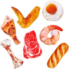 PASTEL PET 寵物發聲食物造型絨毛玩具 7件組, 肉類, 1組