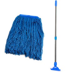 克林生活 棉紗平板拖把 + 2段式不鏽鋼拖把桿組, 1套