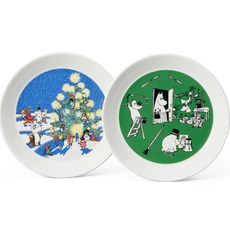 ARABIA1873 姆明盤子2件組 19cm, 混合色, 繪圖與聖誕節, 1套