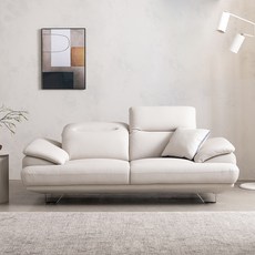 우아미 티앙 3인 무빙헤드 가죽 소파+쿠션1p 방문설치, 라이트그레이