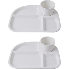 Awakensense Morning Plus 食物盤 2 件 + 迷你杯 2 件套組, 純白