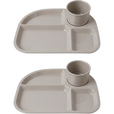 Awakensense Morning Plus 食物盤 2 件 + 迷你杯 2 件套組, 奶灰色