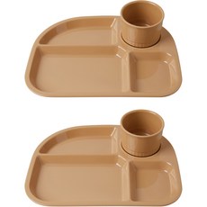 Awakensense Morning Plus 食物盤 2 件 + 迷你杯 2 件套組, 砂米黃