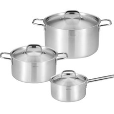 EDELKOCHEN 電磁爐適用3層不鏽鋼All Day廚具鍋具 3個, 銀, 單水鍋16cm+正水鍋20cm+火鍋24cm