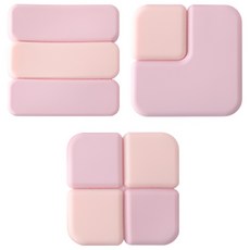 Nyangimart牆壁保護門扣靜音衝擊吸收墊 3種組, 粉色, 1組