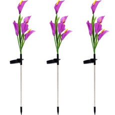 防水LED卡拉太陽能庭院燈 3入, 紫色