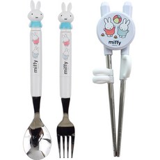 Miffy 第1階段 學習筷 湯匙 叉子組, 白色, 湯匙 + 叉子 + 學習筷, 1個
