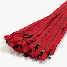 YKK 青銅拉鍊 1 25p 套組 25cm, 紅色的, 1組