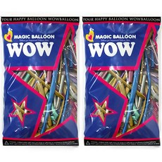 WOW PARTY KOREA 魔術氣球 260W 鉻色 50入, 2個, 混色