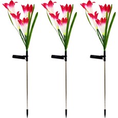 太陽能百合庭園燈 3入組, 粉紅色