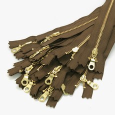 YKK 金色金屬拉鍊3號 15cm, 25個, 咖啡色