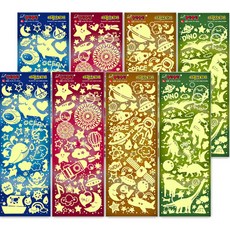 misoro 1200 閃亮亮夜光貼紙 2款 x 4入組 02323, 混色, 1套