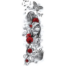 ANSWERFIT 全臂紋身刺青貼紙 TQB-53, 混合色, 1個