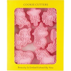 造型餅乾推壓模 8入組, 彩虹獨角獸郵票, 1組