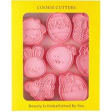 造型餅乾推壓模 8入組, 蛋兔子復活節彩蛋郵票, 1組