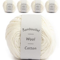 DARUMA 橫田株式會社 品牌紗 朗布依埃羊毛棉, 1 白色, 5個