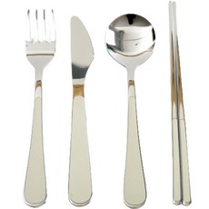 Willive 韓國製 304不鏽鋼 Nino 陶瓷兒童餐具組, 象牙白, 湯匙 + 叉子 + 筷子 + 刀子