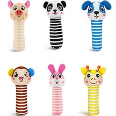 Ttpet 狗狗發聲長條絨毛玩具 動物農場6件組, 混合色, 1套