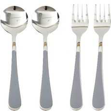 Willive 韓國製 304不鏽鋼 Nino 陶瓷兒童餐具組, 灰色, 湯匙 2p + 叉子 2p
