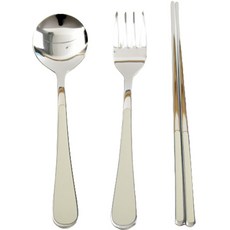 Willive 韓國製 304不鏽鋼 Nino 陶瓷兒童餐具組, 象牙白, 湯匙 + 叉子 + 筷子