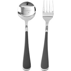 Willive 韓國製 304不鏽鋼 Nino 陶瓷兒童餐具組, 黑色, 湯匙 + 叉子