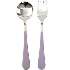 Willive 韓國製 304不鏽鋼 Nino 陶瓷兒童餐具組, 紫羅蘭色, 湯匙 + 叉子