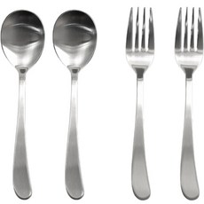 Willive 韓國製 304不鏽鋼 Gaio 兒童餐具組, 湯匙 2入 + 叉子 2入, 銀色, 1套