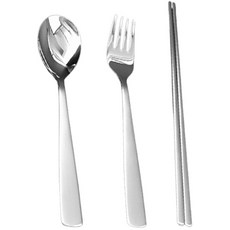 Willive 韓國製 304不鏽鋼 Mono 兒童餐具組, 湯匙 + 叉子 + 筷子, 單一顏色