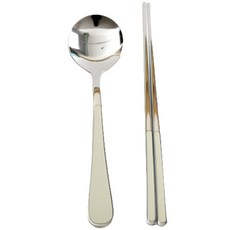 Willive 韓國製 304不鏽鋼 Nino 陶瓷兒童餐具組, 象牙白, 湯匙 + 筷子