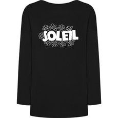 soleil 女款微笑花朵蝙蝠袖長袖防磨衣上衣