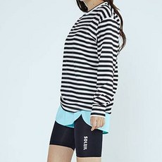 솔레일 여성용 체형보정 스트라이프 래쉬가드 루즈핏 긴팔 상의