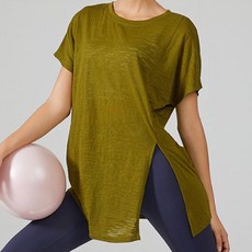 메이첼 루일렛 옆트임 반팔 요가 필라테스 스포츠 티셔츠 02987