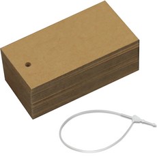 Inp 方形素面標籤吊牌 矩形 3 x 6 cm 400入 + 吊牌繩 1000入 套組, 牛皮紙(標籤吊牌), 1套