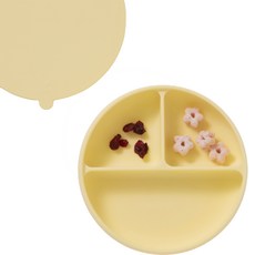 코니 이지피드 실리콘 흡착식판 3구, 레몬옐로우, 1개