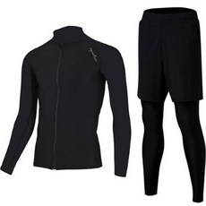 aquatica 男士用防磨衣 AQAMAL 拉鍊款 + PL緊身褲 短褲 彈性泳帽 3件組