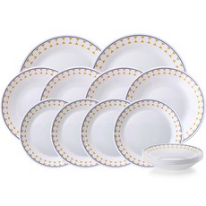 파이렉스 밀크글라스 하모니팝 접시세트, 1세트, 접시 14p, 노란색